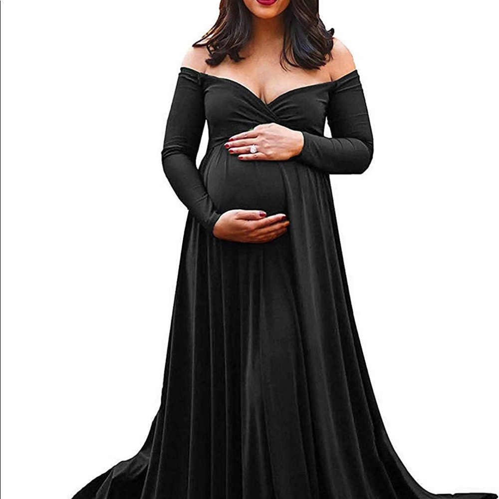 Long Black Maternity Photoshoot Dress - Size L